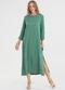 Rovitex - Vestido Manga Longa com Fenda Preto - variação: Verde