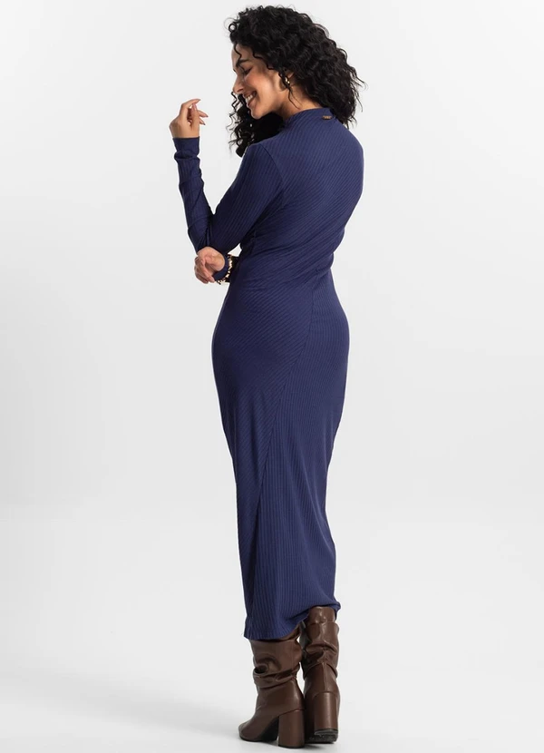 Rovitex - Vestido Manga Longa Feminino Azul 2