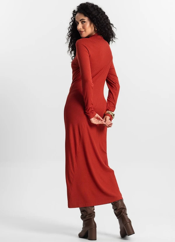 Rovitex - Vestido Manga Longa Feminino Laranja 2