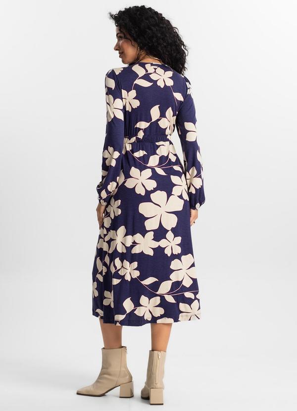 Rovitex - Vestido Manga Longa Midi Feminino Azul 3