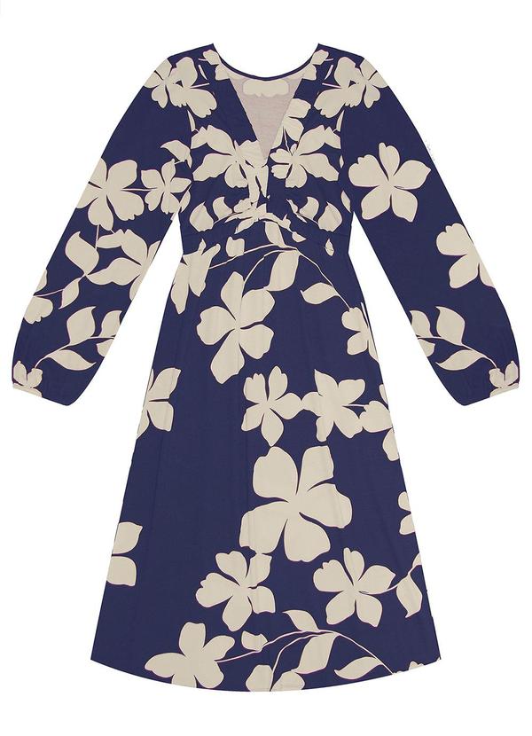 Rovitex - Vestido Manga Longa Midi Feminino Azul 4