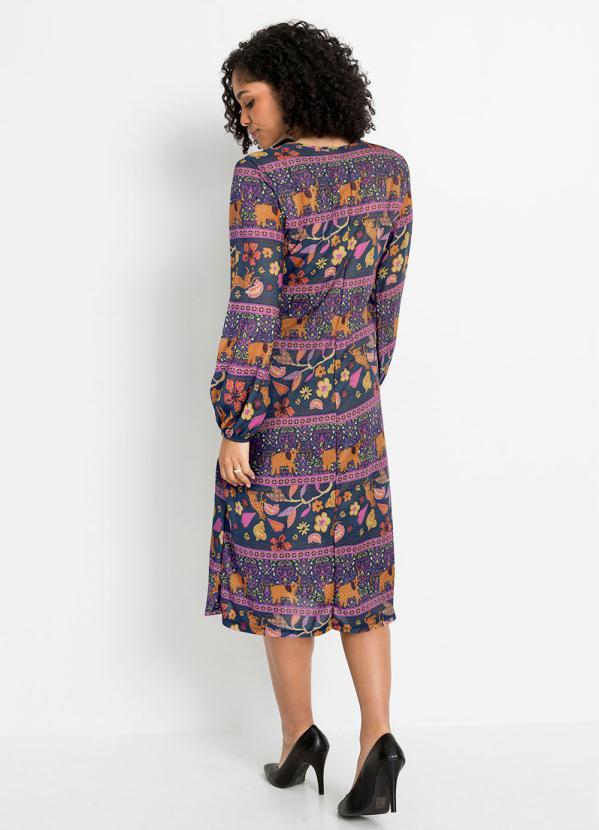 Outlet - Vestido Manga Longa Midi Onça Floral 5