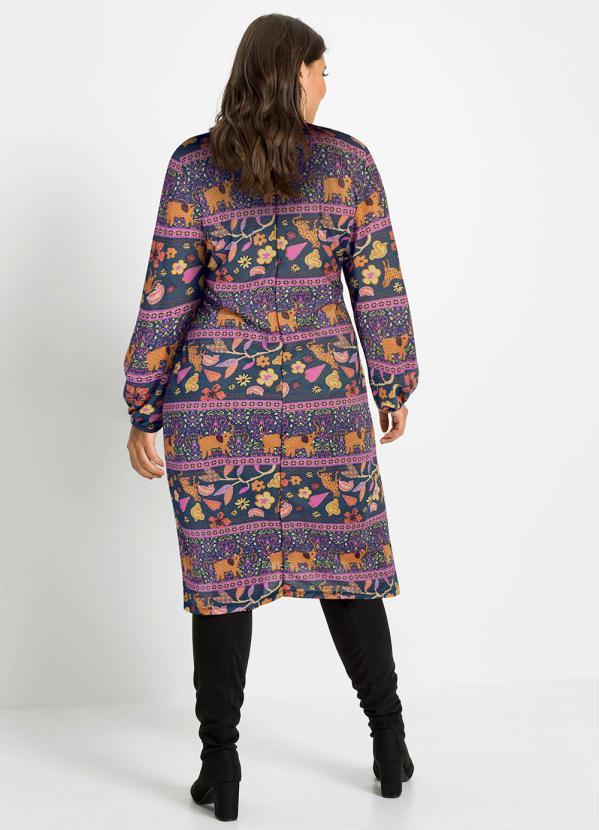 Outlet - Vestido Manga Longa Midi Onça Floral 2