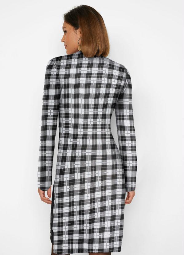 Outlet - Vestido Manga Longa Xadrez Preto 2