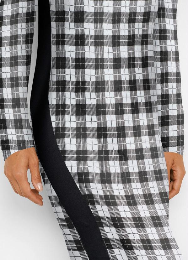 Outlet - Vestido Manga Longa Xadrez Preto 3