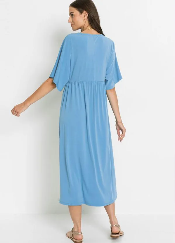 bonprix - Vestido Manga Morcego Longuete Azul Claro 3