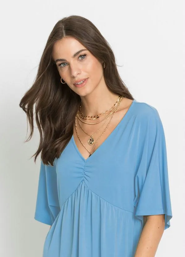 bonprix - Vestido Manga Morcego Longuete Azul Claro 4