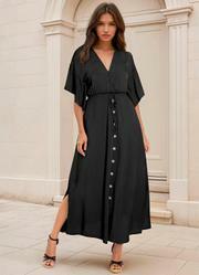 Vestido Mangas Amplas Preto