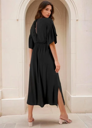 bonprix - Vestido Mangas Amplas Preto - BONPRIX