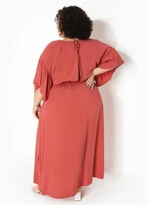 bonprix - Vestido Mangas Amplas Terracota - BONPRIX