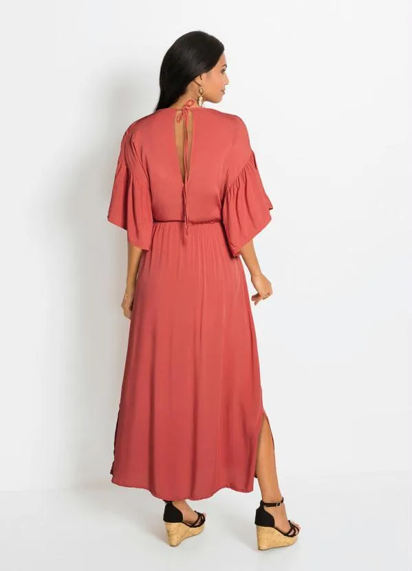 bonprix - Vestido Mangas Amplas Terracota 4