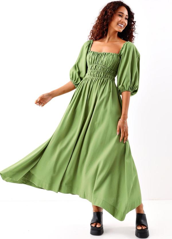 Farm - Vestido Mangas Franzido