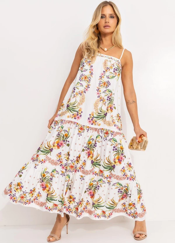 Farm - Vestido Maria Pássaro em Flor Off White 3