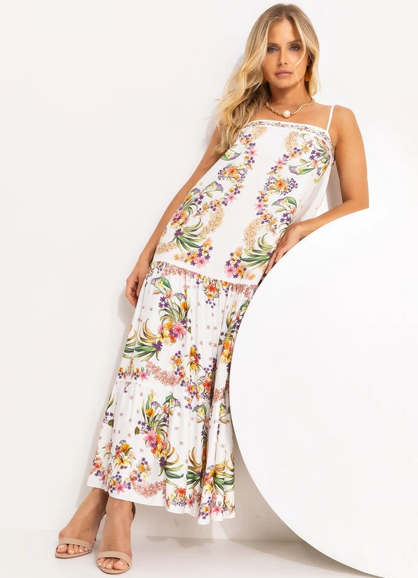 Farm - Vestido Maria Pássaro em Flor Off White 4