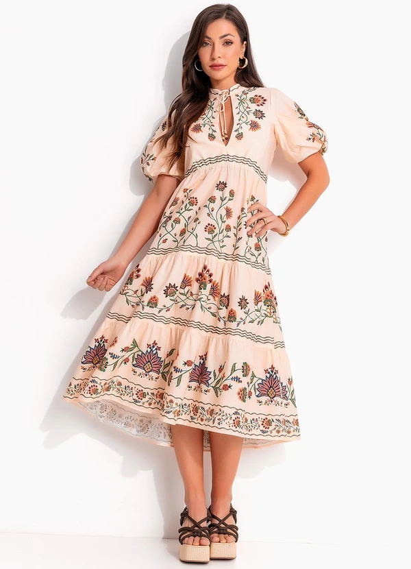Farm - Vestido Marias Jardim Maravilhoso Bege 3