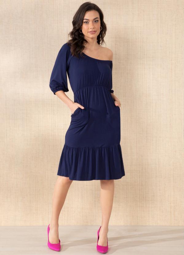 Outlet - Vestido Marinho com Bolsos Funcionais 3