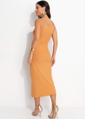 Quintess - Vestido Marrom Claro em Canelado - QUINTESS