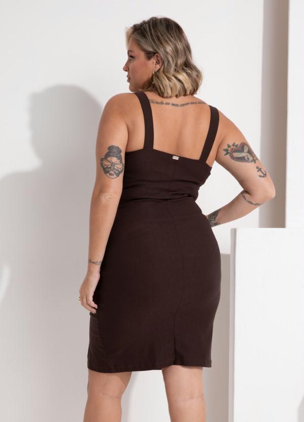 Outlet - Vestido Marrom com Fenda 7