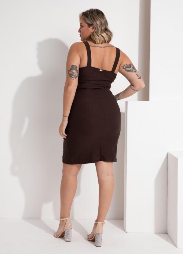 Outlet - Vestido Marrom com Fenda 9