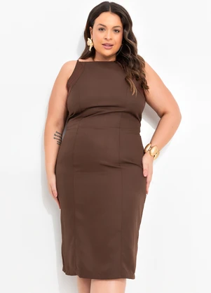 Quintess - Vestido Marrom em Alfaiataria - QUINTESS