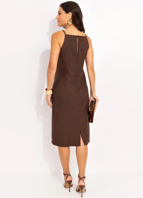 Quintess - Vestido Marrom em Alfaiataria 2