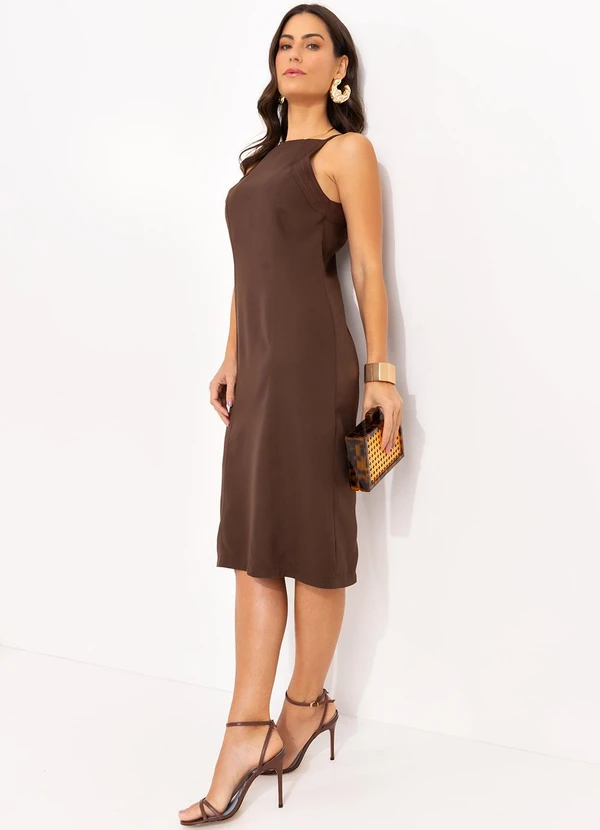 Quintess - Vestido Marrom em Alfaiataria 3