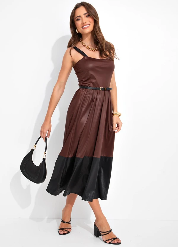 Rosalie - Vestido Marrom em Cirrê