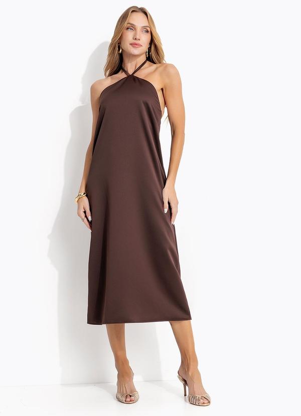 Vestido (Marrom) em Crepe Plano