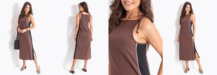 Vestido Marrom em Malha de Algod�o