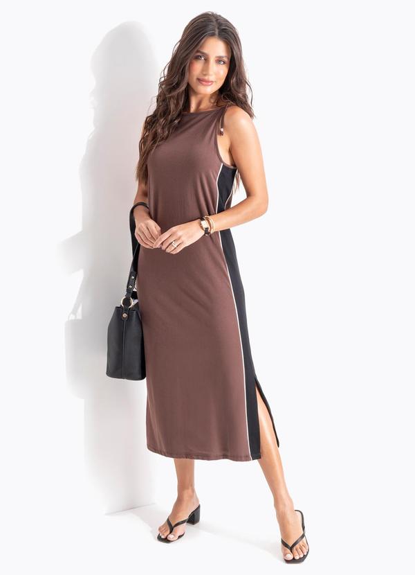 Vestido Marrom em Malha de Algod�o