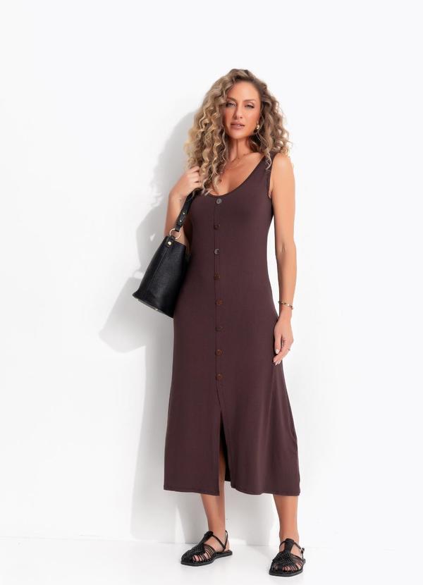 Vestido (Marrom) em Malha de Viscose