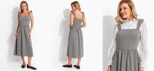 Vestido Marrom em Malha Jacquard