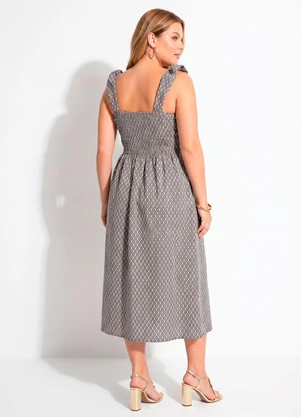 Quintess - Vestido Marrom em Malha Jacquard - QUINTESS