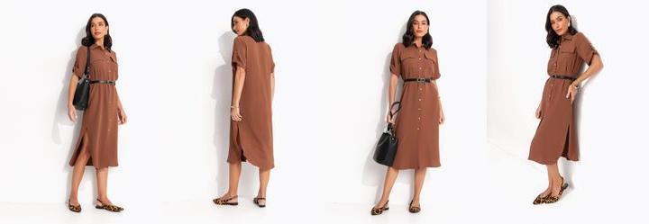 Vestido Marrom em Tecido Air Flow