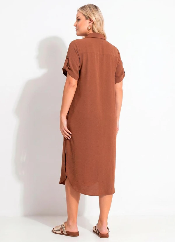 Quintess - Vestido Marrom em Tecido Air Flow