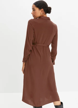 bonprix - Vestido Marrom em Viscose Plana - BONPRIX