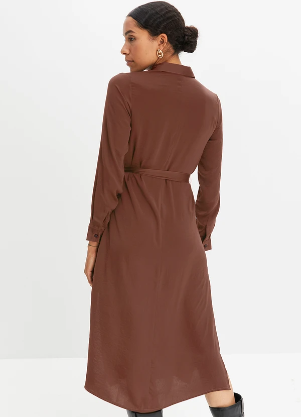 bonprix - Vestido Marrom em Viscose Plana 2