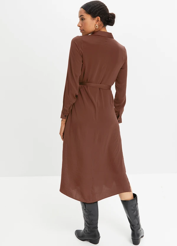 bonprix - Vestido Marrom em Viscose Plana 4