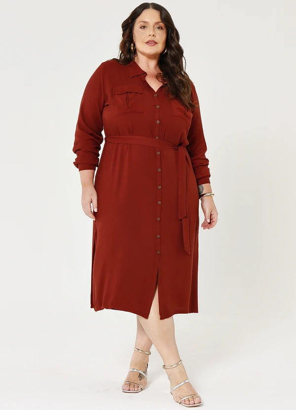 bonprix - Vestido Marrom em Viscose Plana 6