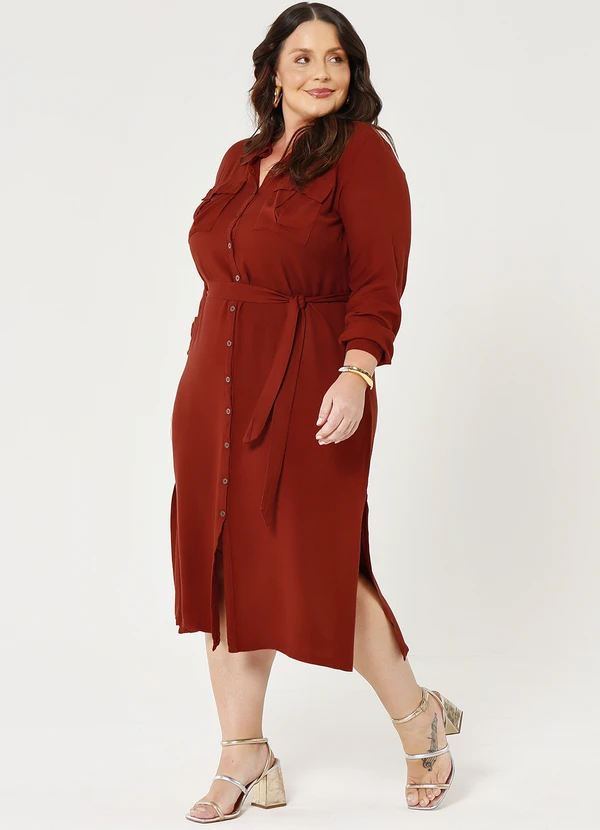 bonprix - Vestido Marrom em Viscose Plana 7