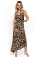 Enfim - Vestido Marrom Midi Animal Print Acetinado - variação: Marrom