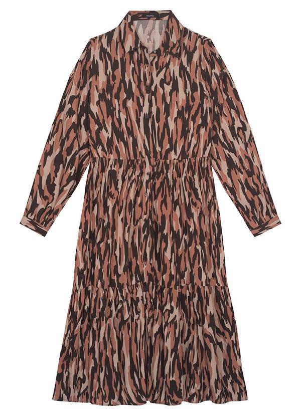 Malwee - Vestido Marrom Midi Chemise Abstrato 3