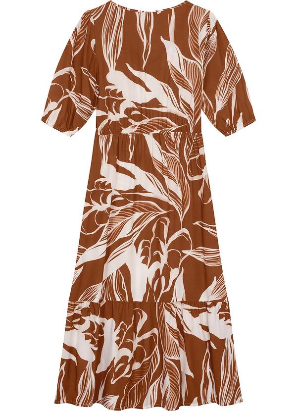 Malwee - Vestido Marrom Midi Tropical 2