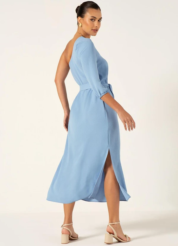 Principessa - Vestido Maxi Longuete em Crepe Texturizado Azul Claro Josiane 2