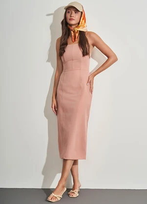 Sofie - Vestido Maxi Midi de Alça Bege - SOFIE