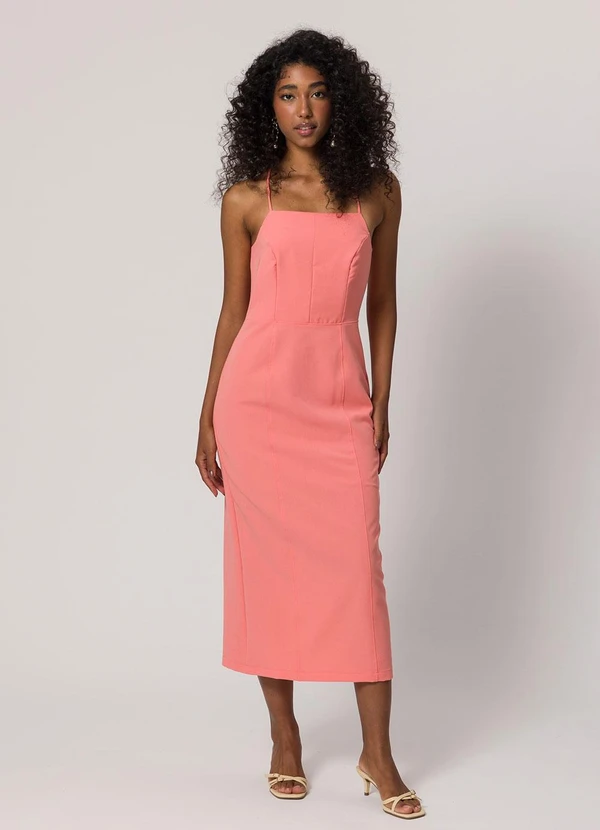 Sofie - Vestido Maxi Midi de Alça Laranja
