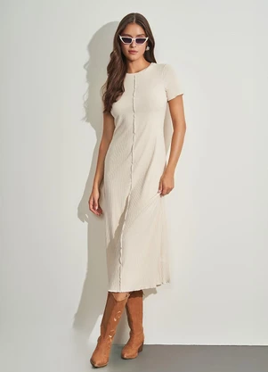 Sofie - Vestido Maxi Midi em Ribana Branco - SOFIE