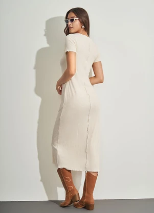 Sofie - Vestido Maxi Midi em Ribana Branco - SOFIE