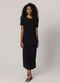 Sofie - Vestido Maxi Midi em Ribana Branco - variação: Preto