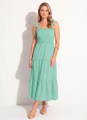 Vestido Menta com Babados e Al�as para Amarrar